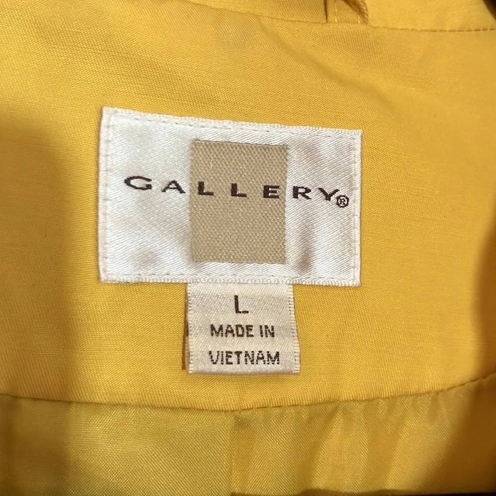Yellow Hooded Belted Raincoat by Gallery Size Large EUC - Picture 10 of 16